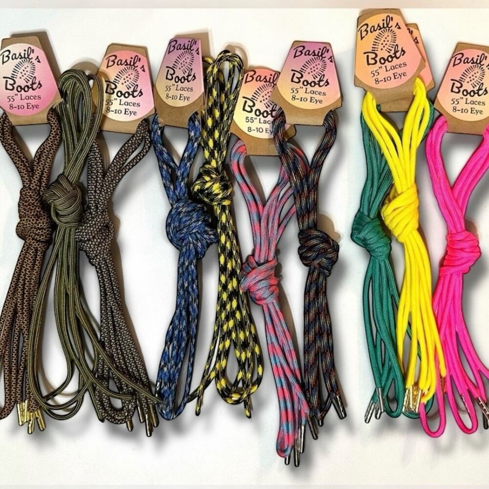 Custom Handmade Strong 55” Paracord Replacement Shoelaces for 8-10 eyelet boots